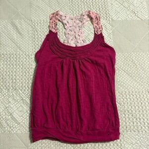Y2K Pink top with lacs cutouts and floral details